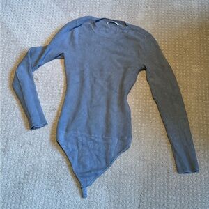 Abercrombie A&F Blue Ribbed Long Sleeve Sweater Bodysuit